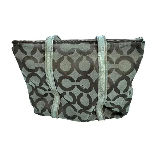 Vintage Coach Poppy Op Art Glam Tote Bag Shoulder Bag Brown *preowned - Picture 2 of 16